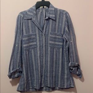 long sleeve stripped button down